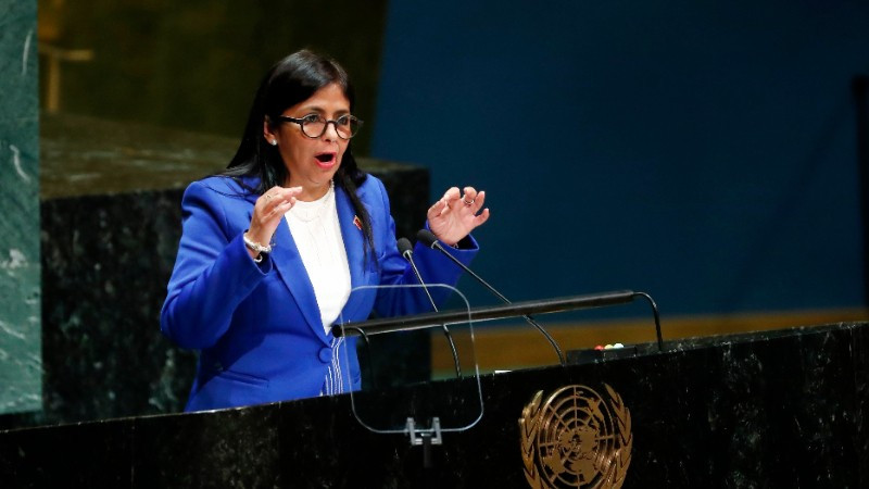 Phó Tổng thống Venezuela Delcy Rodriguez phát biểu tại Khóa họp 74 của Đại hội đồng Liên hợp quốc, ở New York, Mỹ, ngày 27/9/2019. (Ảnh: THX/TTXVN)