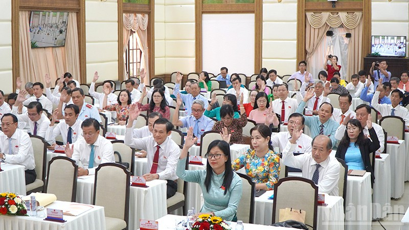 Đại biểu biểu quyết thông qua các nghị quyết.