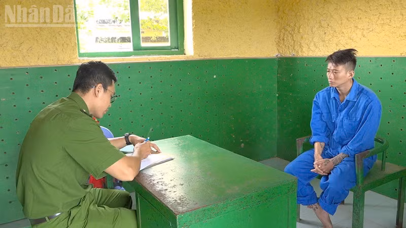 Thái Văn Bình An tại cơ quan công an.