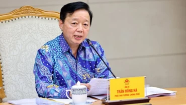 Phó Thủ tướng Trần Hồng Hà chủ trì buổi làm việc. (Ảnh: Minh Đức/TTXVN)