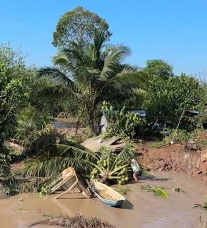 [Video] Khắc phục kịp thời sạt lở cồn Thanh Long, Vĩnh Long 