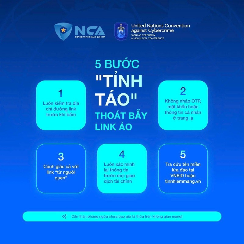 5 bước “tỉnh táo” thoát bẫy link ảo. (Ảnh: NCA)