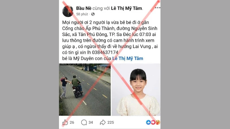 Công An Đồng Tháp Xác Minh Tin Bắt Cóc Trẻ Em Trên Mạng Xã Hội Là Giả Mạo