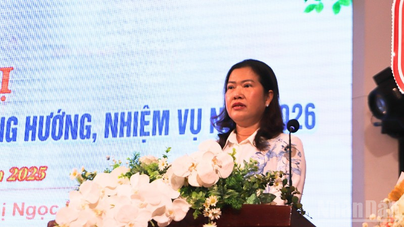 Bà Nguyễn Thị Ngọc Điệp, Phó Chủ tịch Ủy ban nhân dân thành phố Cần Thơ phát biểu tại Hội nghị tổng kết.