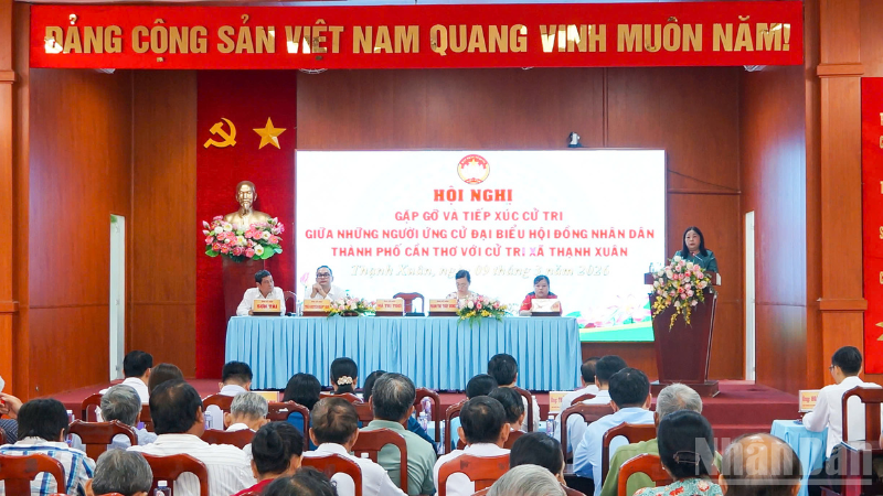 Cần Thơ tổ chức đúng quy định việc để ứng cử viên đại biểu Hội đồng nhân dân thành phố tiếp xúc cử tri Hội nghị gặp gỡ và tiếp xúc cử tri giữa những người ứng cử đại biểu Hội đồng nhân dân thành phố Cần Thơ với cử tri xã Thạnh Xuân.
