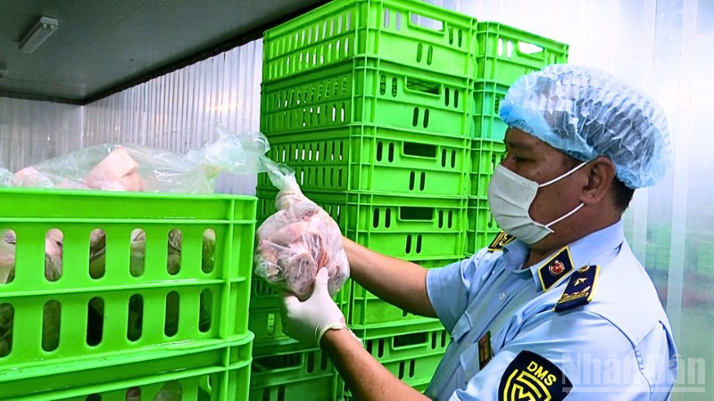 Chi cục Quản lý thị trường thành phố Cần Thơ kiểm tra cơ sở chế biến thực phẩm.