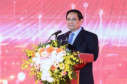 Thủ tướng Chính phủ Phạm Minh Chính phát biểu ý kiến tại buổi lễ. (Ảnh: TRẦN HẢI)