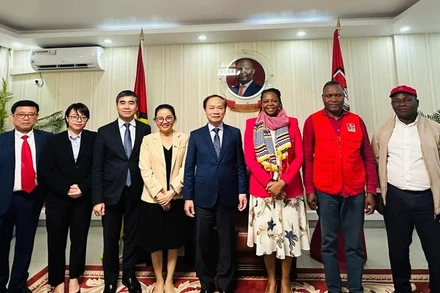 Đồng chí Phạm Tất Thắng và Đoàn đại biểu Việt Nam làm việc với Ban Dân vận và Ban Đối ngoại Đảng FRELIMO (Ảnh: Bộ Ngoại giao)