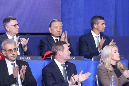 Tổng Bí thư Tô Lâm dự Phiên khai mạc Hội đồng Hòa bình về Gaza. (Ảnh: TTXVN)