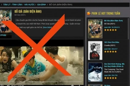 Vi phạm về bản quyền trên môi trường số đang là thách thức trong bảo vệ bản quyền ở các quốc gia. Trong ảnh: Bộ phim Bố già bị phát tán trên các trang web lậu. (Ảnh: QUỲNH TRANG)