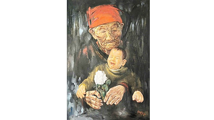 “Bà nội tôi - 101 tuổi” (sơn dầu 2024), 100x160cm. 173.jpg