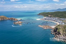 Làng chài Nhơn Hải được "ôm ấp" bởi những màu xanh bao la của núi rừng và biển cả.