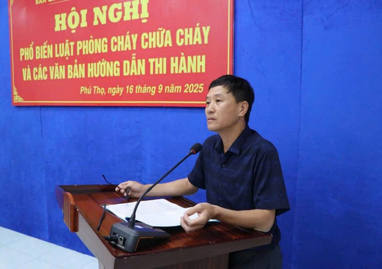 Ông Nguyễn Thanh Huy, Phó trưởng Ban Quản lý các Khu công nghiệp tỉnh Phú Thọ phát biểu tại buổi diễn tập. z7017715403035-e8154fa66a027ce952b6691cd04416cc.jpg