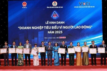 Được Tổng Liên đoàn Lao động Việt Nam trao tặng bằng khen "Doanh nghiệp tiêu biểu vì Người lao động".
