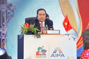 Chủ tịch Quốc hội Trần Thanh Mẫn dự Phiên toàn thể thứ nhất, Đại hội đồng liên Nghị viện các nước ASEAN lần thứ 46 (AIPA-46). (Ảnh: Doãn Tấn/TTXVN)