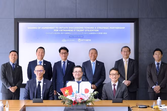 Lễ ký kết Biên bản ghi nhớ hướng tới hợp tác chiến lược giữa 3 bên NTT Data, NTT Data Việt Nam và CMC Global.