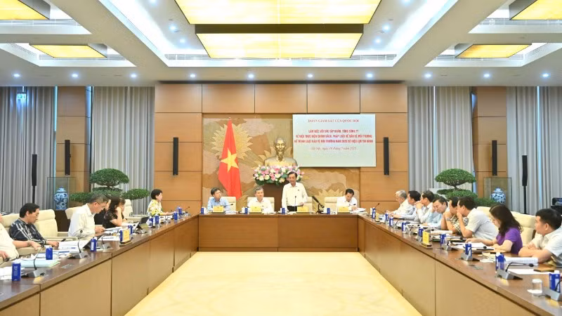 Quang cảnh cuộc làm việc của Đoàn giám sát. 