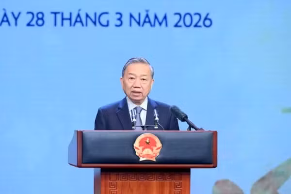 Tổng Bí thư Tô Lâm phát biểu chỉ đạo tại Lễ kỷ niệm 80 năm Ngày truyền thống ngành thể dục thể thao Việt Nam. (Ảnh: ĐĂNG KHOA) 