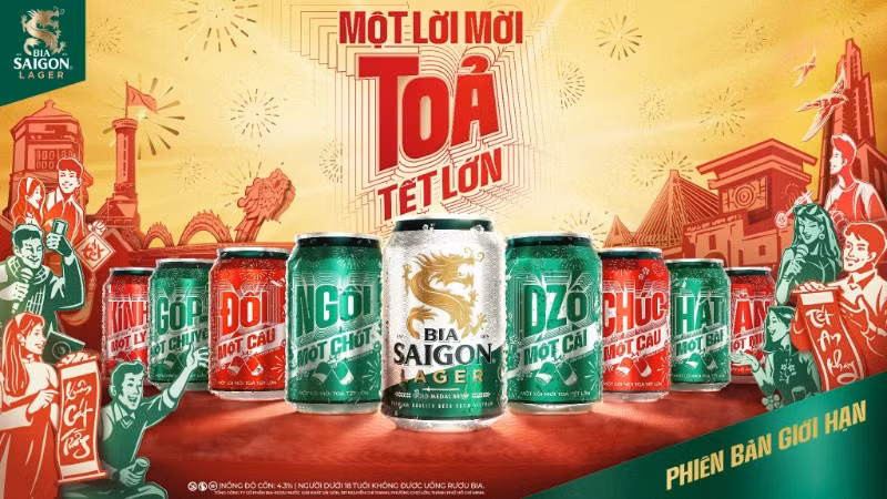 8 lon bia phiên bản giới hạn của Bia Saigon Lager, 8 lời mời Tết thân quen khởi đầu cho những cuộc gặp gỡ và gắn kết sum vầy ngày Tết của người Việt.