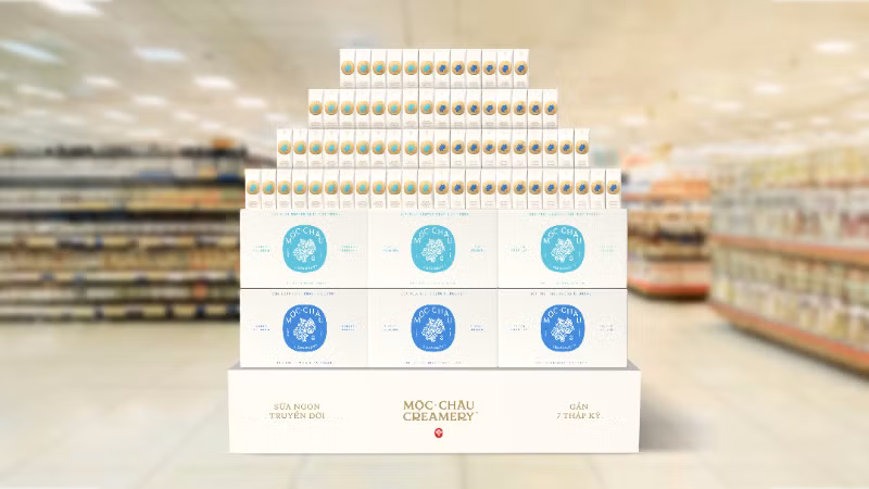 Diện mạo cao cấp của dòng sản phẩm Mộc Châu Creamery nổi bật tại các điểm bán.