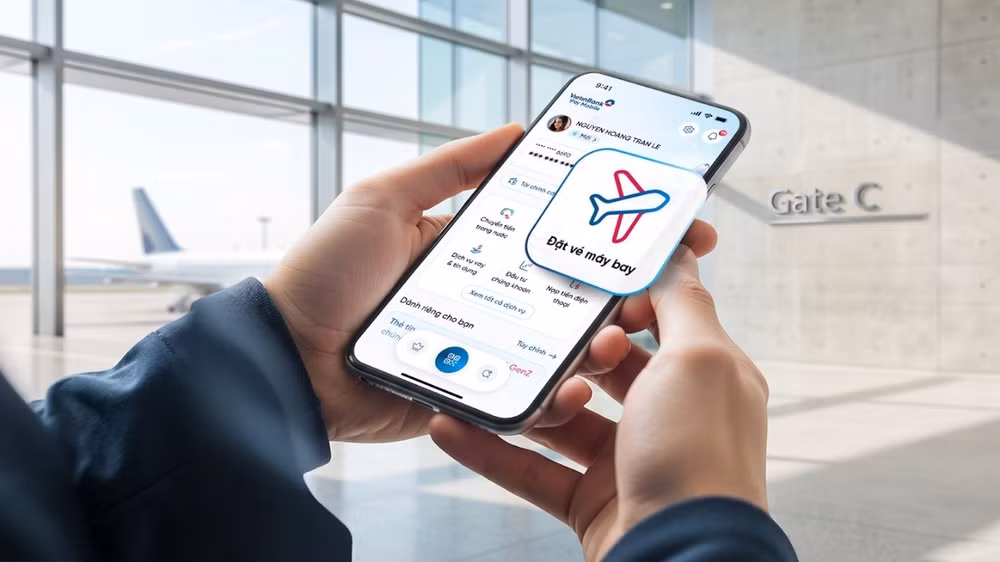 Khách hàng có thể tìm kiếm và đặt vé máy bay trực tiếp trên VietinBank iPay Mobile. (Ảnh : VietinBank)