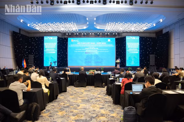 Hội thảo Việt Nam-Nhật Bản về triển khai các hoạt động hợp tác trong khuôn khổ Nhóm bạn bè Sáng kiến Tiến trình Hiroshima AI. (Ảnh: MINH DUY)