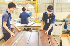 Sản xuất ván MDF xuất khẩu tại Nhà máy ở Khu Công nghiệp Đồng Phú, tỉnh Đồng Nai. (Ảnh: HOÀNG THÙY)