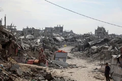 Khung cảnh đổ nát do xung đột ở phía bắc Dải Gaza. (Ảnh: TÂN HOA XÃ)