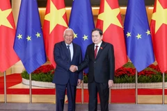 Chủ tịch Quốc hội Trần Thanh Mẫn và Chủ tịch Hội đồng châu Âu Antonio Costa. (Ảnh: DUY LINH)