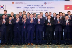 Tổng Bí thư Tô Lâm gặp gỡ lãnh đạo một số Tập đoàn lớn của Hàn Quốc. (Ảnh: THỐNG NHẤT/TTXVN)