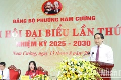 Đồng chí Trịnh Xuân Trường, Bí thư Tỉnh ủy phát biểu chỉ đạo đại hội. (Ảnh: THANH SƠN)