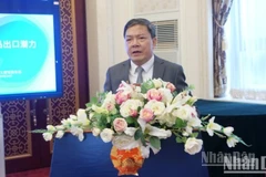 Tham tán Nông Đức Lai phát biểu tại Hội nghị.