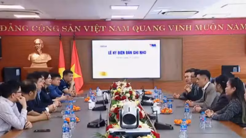 Toàn cảnh lễ ký kết hợp tác chiến lược giữa VNA Media và GOADS Media.
