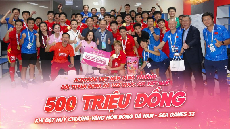 Thưởng nóng 500 triệu đồng cho Đội tuyển quốc gia U22 Việt Nam.