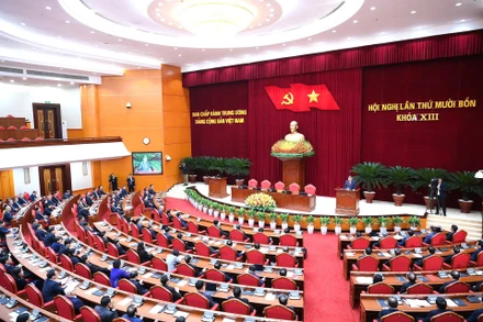 Phiên bế mạc Hội nghị lần thứ 14 Ban Chấp hành Trung ương Đảng khóa XIII. (Ảnh: ĐĂNG KHOA)