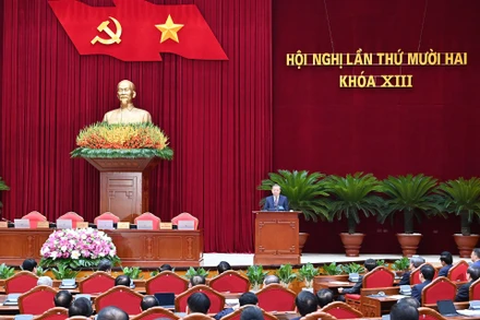 Tổng Bí thư Tô Lâm phát biểu bế mạc Hội nghị. (Ảnh: ĐĂNG KHOA)