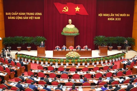 Quang cảnh Hội nghị lần thứ 13 Ban Chấp hành Trung ương Đảng khóa XIII. (Ảnh: ĐĂNG KHOA)