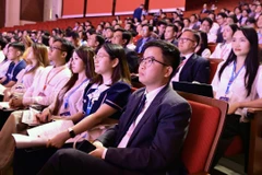 Các đại biểu dự Lễ khai mạc Diễn đàn Trí thức trẻ Việt Nam toàn cầu lần thứ 6 tại Hà Nội.