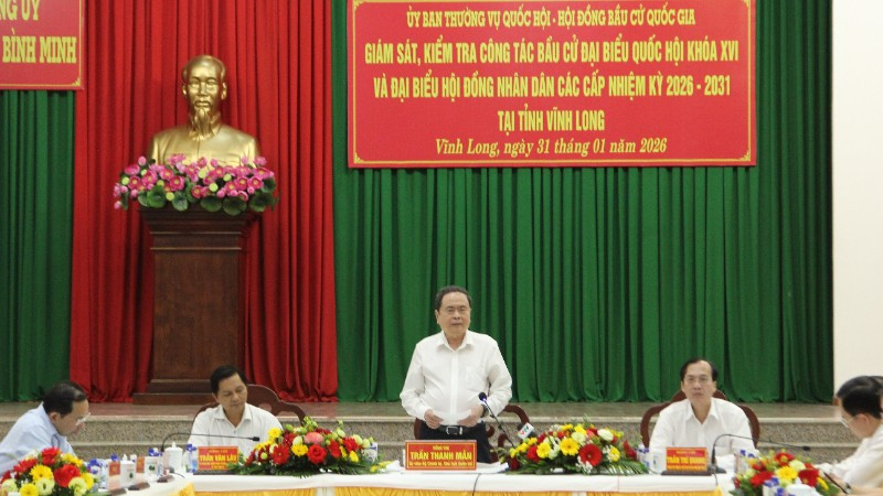 Chủ tịch Quốc hội Trần Thanh Mẫn phát biểu tại buổi làm việc.