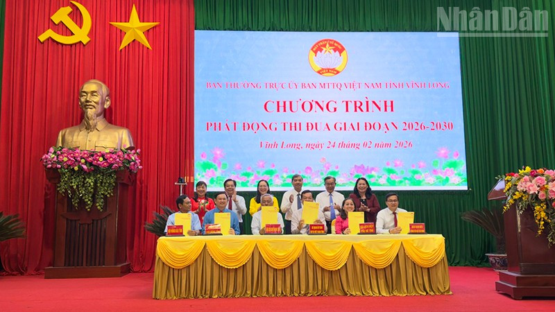 Ký kết giao ước thi đua giữa Ủy ban Mặt trận Tổ quốc Việt Nam tỉnh Vĩnh Long với các tổ chức chính trị-xã hội giai đoạn 2026-2030.