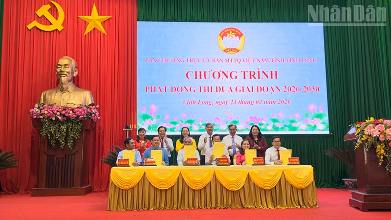 Ký kết giao ước thi đua giữa Ủy ban Mặt trận Tổ quốc Việt Nam tỉnh Vĩnh Long với các tổ chức chính trị-xã hội giai đoạn 2026-2030.
