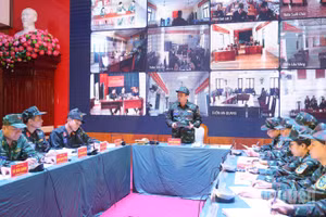 Bát Xát là địa phương đầu tiên tại tỉnh Lào Cai áp dụng mô hình “Thôn số” vào diễn tập phòng, chống thiên tai. (Ảnh: CÔNG HẢI)