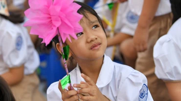 Học sinh Trường tiểu học Linh Đàm, Hà Nội. (Ảnh THẾ ĐẠI)