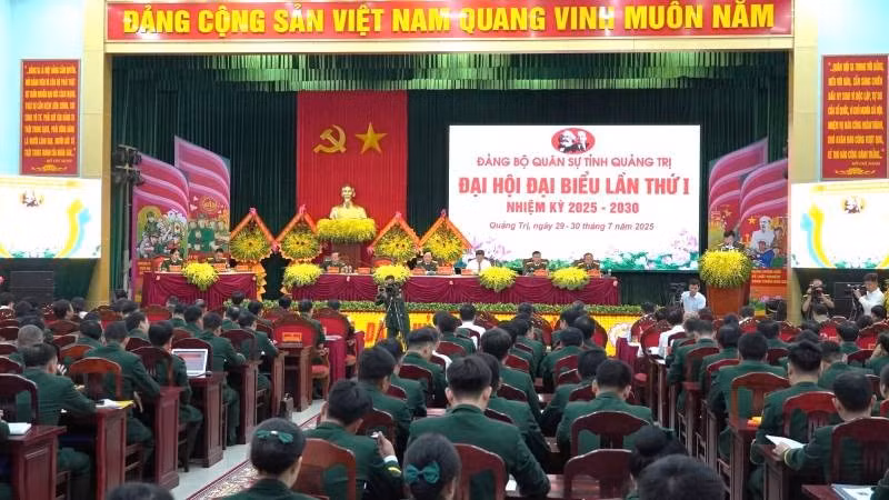 Quang cảnh Đảng bộ Quân sự tỉnh Quảng Trị tổ chức Đại hội đại biểu lần thứ I, nhiệm kỳ 2025-2030. (Ảnh: QV)