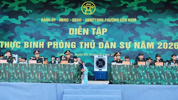 Diễn tập thực binh phòng thủ dân sự năm 2026 phường Cửa Nam.