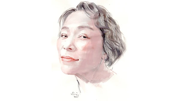 Ký họa chân dung nhà thơ Trần Hoàng Thiên Kim của họa sĩ Đỗ Hoàng Tường.