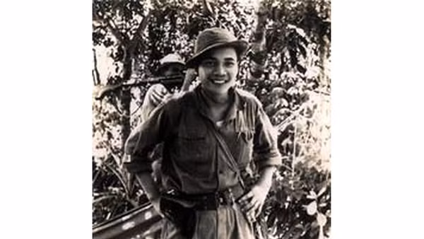 Chiến sĩ Hoàng Thượng Lân ở chiến trường.