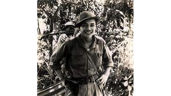 Chiến sĩ Hoàng Thượng Lân ở chiến trường.