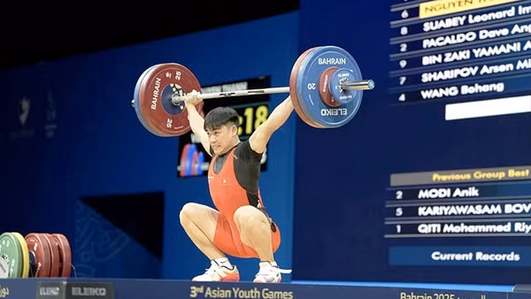 Lực sĩ Nguyễn Thành Duy giành HCV hạng 65 kg nam. Ảnh | AYG