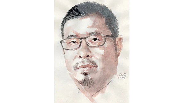 Ký họa chân dung nhà thơ Trần Nhật Minh của họa sĩ Đỗ Hoàng Tường.